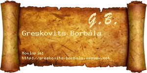 Greskovits Borbála névjegykártya